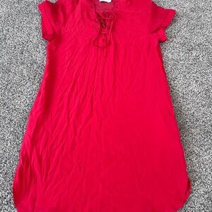 Frame 100% Silk Dress Breezy Tunic Lace Tie Short Sleeve Dress Pockets Women XS